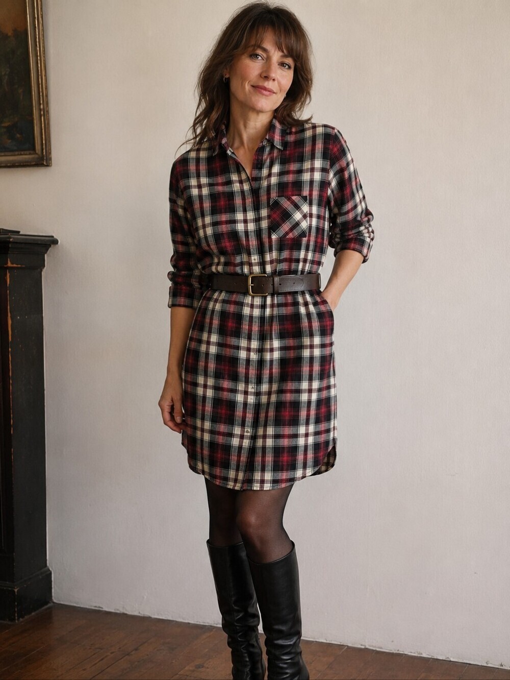 MAJE PLAID SHIRT DRESS SIZE 1